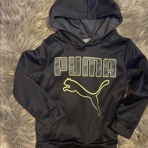 Kids Black Puma Hooded Pullover